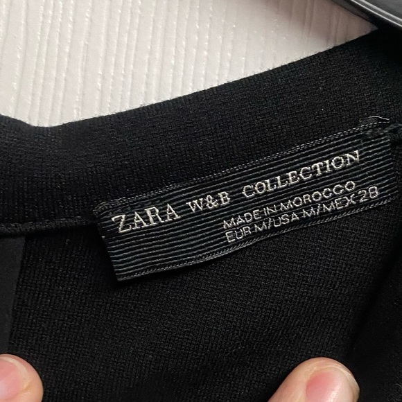Zara W&B Collection Black/Gray Sweater-Like Long Sleeved Mini Dress Size Medium - Picture 4 of 6